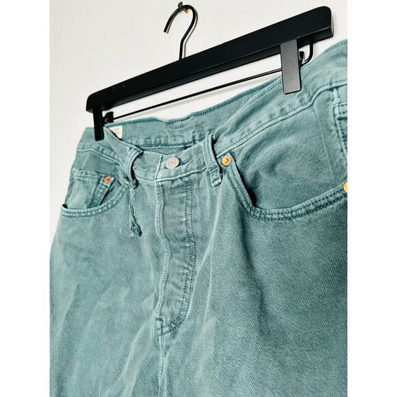 Levi's Premium 501 Original Green Misty Silver Pine Cropped Jeans Size W31 L26 - Picture 10 of 16